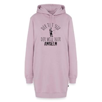 Der tut nix, der will nur angeln – Schwarz - Hoodie-Kleid - Altrosa - Vorne - AI Model Female 172 light (172cm)