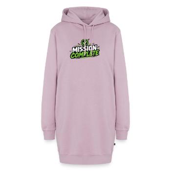 Mission Complete Grunge Logo Neon Green - Hoodie-Kleid - Altrosa - Vorne - AI Model Female 172 light (172cm)