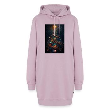 Kosmischer Weihnachtsbaum mit Planetenschmuck - Hoodie-Kleid - Altrosa - Vorne - AI Model Female 172 light (172cm)