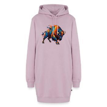 Chromatischer aufladender Bison - Hoodie-Kleid - Altrosa - Vorne - AI Model Female 172 light (172cm)