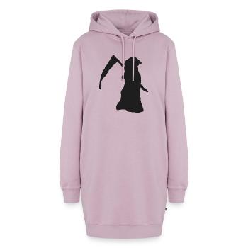 Weiblicher Tod mit Sense – schwarze Silhouette - Hoodie-Kleid - Altrosa - Vorne - AI Model Female 172 light (172cm)