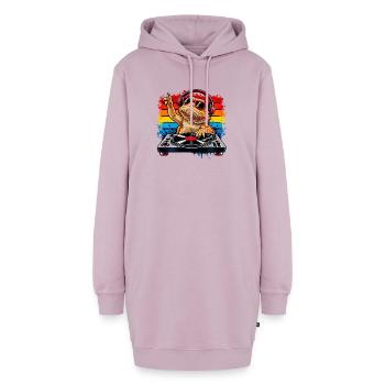 Bearded Dragon DJ Rainbow Vibes - Hoodie-Kleid - Altrosa - Vorne - AI Model Female 172 light (172cm)