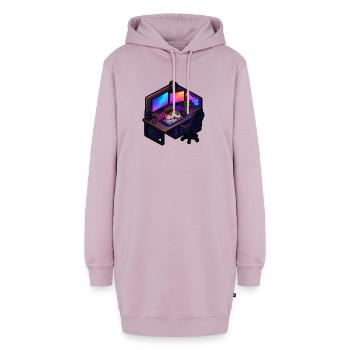 Gaming Desk Katze Tastatur Schläft Gamer Shirt - Hoodie-Kleid - Altrosa - Vorne - AI Model Female 172 light (172cm)