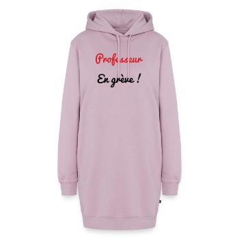 PROFESSOR. STREIK. DEMONSTRATION. ARBEIT. HUMOR. - Hoodie-Kleid - Altrosa - Vorne - AI Model Female 172 light (172cm)