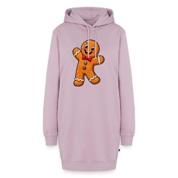 Lebkuchenmännchen mit roter Schleife - Hoodie-Kleid - Altrosa - Vorne - AI Model Female 172 light (172cm)