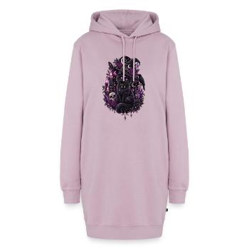 Hexenkatze mit violetten Rosen und Zaubertränken - Hoodie-Kleid - Altrosa - Vorne - AI Model Female 172 light (172cm)