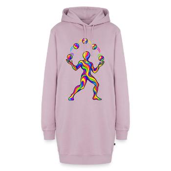 Psychedelischer Jongleur – Bunte Jonglage mit fünf - Hoodie-Kleid - Altrosa - Vorne - AI Model Female 172 light (172cm)