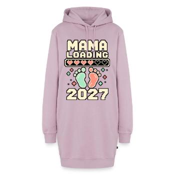Mama Loading 2027 – Pixelherzen und Babyfüße - Hoodie-Kleid - Altrosa - Vorne - AI Model Female 172 light (172cm)