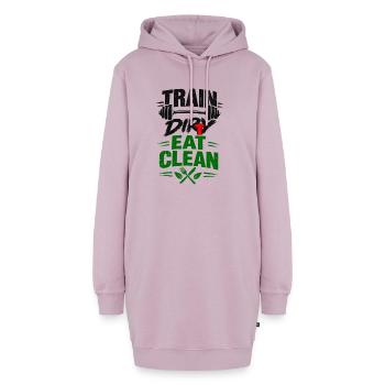 Train, Dirty Eat Clean Fitness Langhanteldesign - Hoodie-Kleid - Altrosa - Vorne - AI Model Female 172 light (172cm)