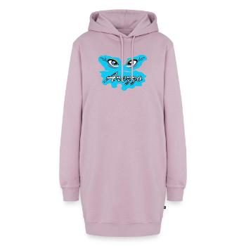 Arezza Blue Eyes-Logo auf Splash - Hoodie-Kleid - Altrosa - Vorne - AI Model Female 172 light (172cm)