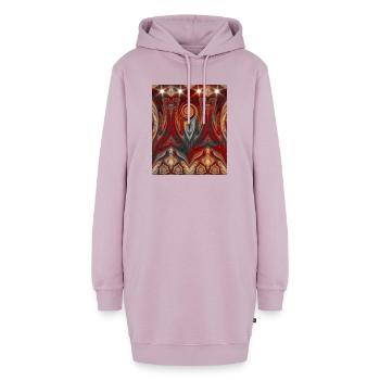 Weihnachtspiralmuster mit Raben Silhouette  - Hoodie-Kleid - Altrosa - Vorne - AI Model Female 172 light (172cm)