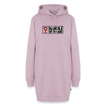 Handle With Care – Herz Retro Design - Hoodie-Kleid - Altrosa - Vorne - AI Model Female 172 light (172cm)