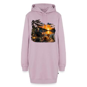 Fisherman's Sunset – Mensch und Hund - Hoodie-Kleid - Altrosa - Vorne - AI Model Female 172 light (172cm)