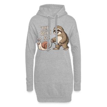 Zieh nicht so - Schnecke und Faultier - Hoodie-Kleid - Grau meliert - Vorne