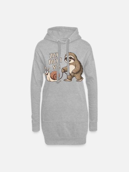 Zieh nicht so - Schnecke und Faultier - Hoodie-Kleid - Grau meliert
