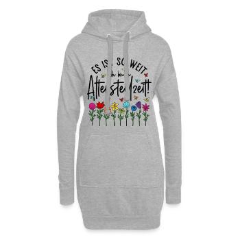 Es ist soweit Ich bin in Altersteilzeit - Blumen - Hoodie-Kleid - Grau meliert - Vorne