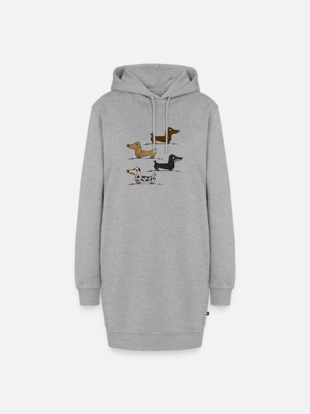 Dackeln - Hoodie-Kleid - Grau meliert