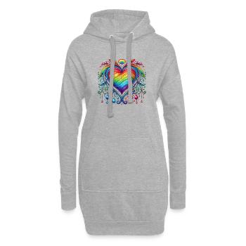 Rainbow Heart - Hoodie Dress - heather grey - Front