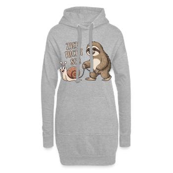 Zieh nicht so - Schnecke und Faultier - Hoodie-Kleid - Grau meliert - Vorne