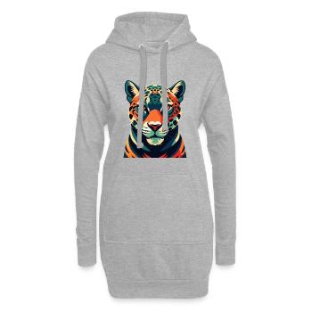 Léopard Personnage De Dessin Animé Animal De Compagnie Coloré - Sweat-shirt à capuche long Femme - gris chiné - Devant