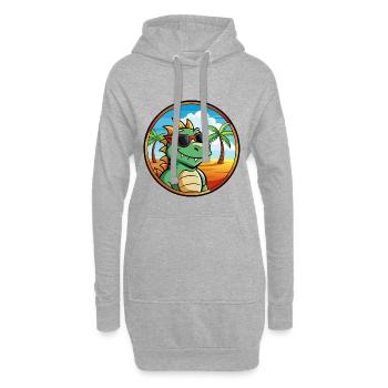 Drache Lustige Cartoon Sommer Strand Sonnenbrille Cool - Hoodie-Kleid - Grau meliert - Vorne
