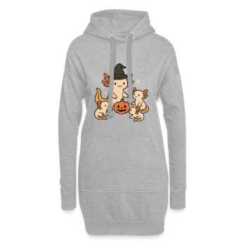 Halloween Axolotl Familie mit Kürbis - Hoodie-Kleid - Grau meliert - Vorne