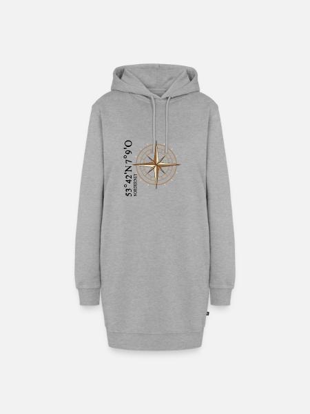 Norderney Koordinaten Insel - Hoodie-Kleid - Grau meliert