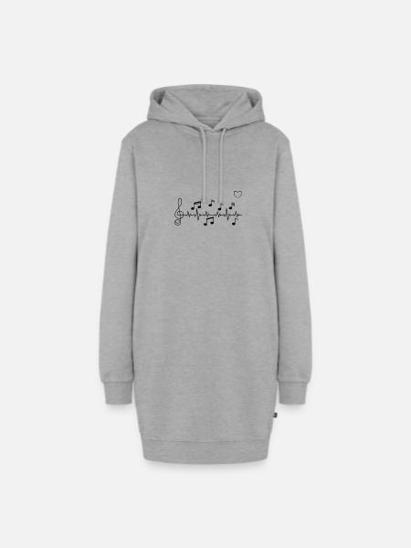musik - Hoodie-Kleid - Grau meliert