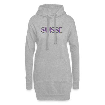 SUISSE. PAYS. GENEVE. HUMOUR. PAYS. DRAPEAU - Sweat-shirt à capuche long Femme - gris chiné - Devant