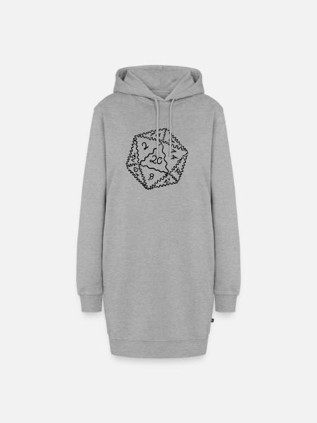 D20 Würfel - Hoodie-Kleid - Grau meliert