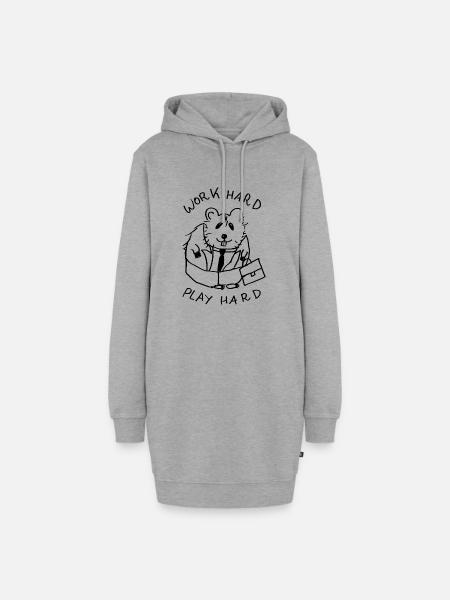 work hard play hard hamster - Hoodie-Kleid - Grau meliert