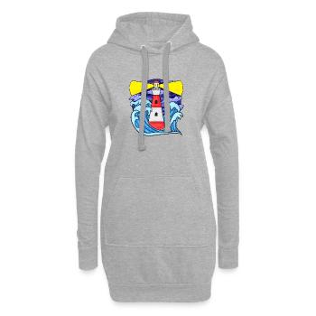 Phare avec vagues Mer du Nord Mer Baltique cadeau - Sweat-shirt à capuche long Femme - gris chiné - Devant