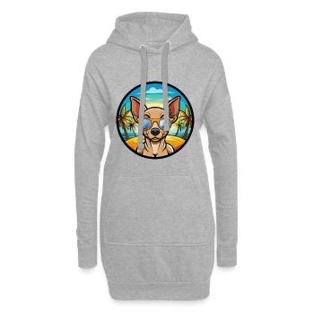 Mexikanische haarlose Hunderasse Cartoon Sonnenbrille Strand - Hoodie-Kleid - Grau meliert - Vorne