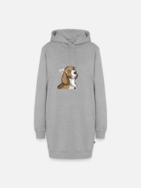 Verschmitzter Beagle Hundeliebe - Hoodie-Kleid - Grau meliert