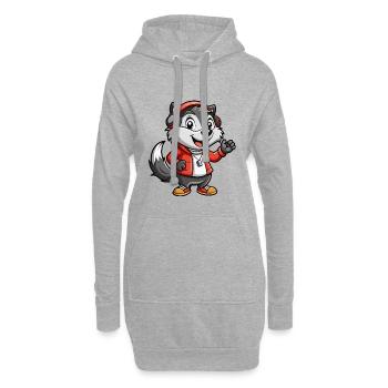 Dachs Lustige Zeichentrickfigur Kopfhörer Musik - Hoodie-Kleid - Grau meliert - Vorne