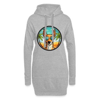 Podenco Ibizenco Hunderasse Cartoon Sonnenbrille Strand - Hoodie-Kleid - Grau meliert - Vorne