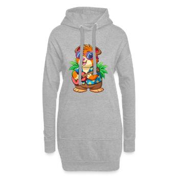 Drôle Cochon D’Inde Lunettes De Soleil De Plage D’été Hawaïen - Sweat-shirt à capuche long Femme - gris chiné - Devant