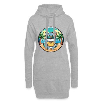 Khao Manee Katzenrasse Cartoon Sonnenbrille Strand - Hoodie-Kleid - Grau meliert - Vorne