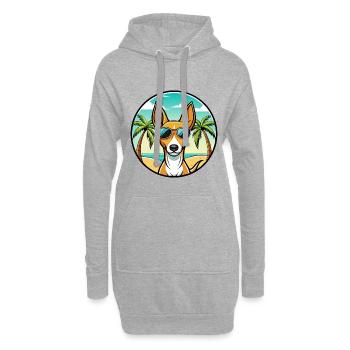 Podenco Canario Hunderasse Cartoon Sonnenbrille Strand - Hoodie-Kleid - Grau meliert - Vorne