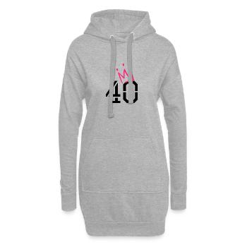 40 Krone - 40. Geburtstag - Hoodie-Kleid - Grau meliert - Vorne