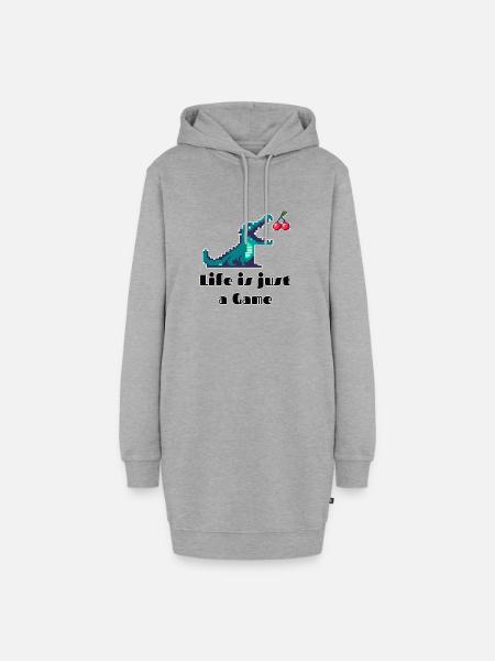 Life is Just a Game Retro Pixel Art Design - Hoodie-Kleid - Grau meliert
