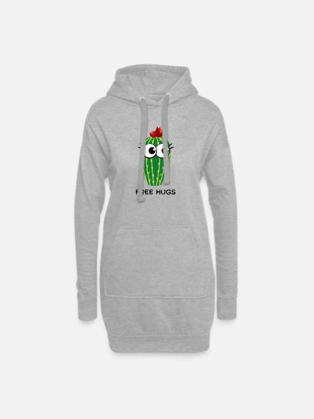 Free Hugs Cactus - Hoodie Dress - heather grey