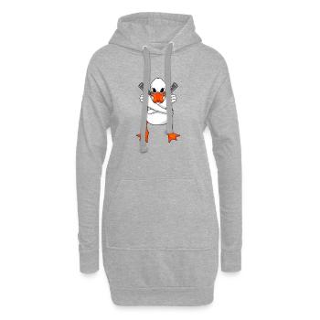 Ente mit Pistole - Hoodie-Kleid - Grau meliert - Vorne