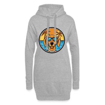 Jugoslawischer Windhund Hunderasse Cartoon Sonnenbrille Strand - Hoodie-Kleid - Grau meliert - Vorne