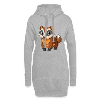 Dachs Niedliches Maskottchen Zeichentrickfigur Kawaii - Hoodie-Kleid - Grau meliert - Vorne