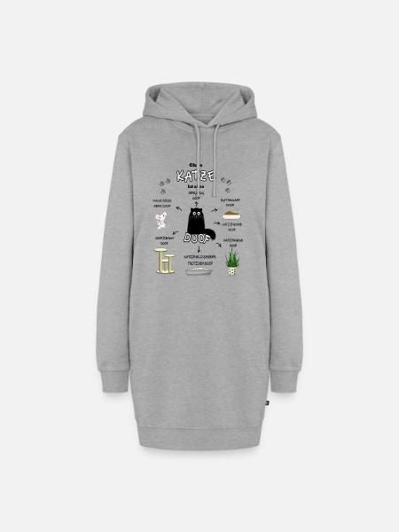 Katze Cat Kitten Kater Kätzchen Katzen schwarz - Hoodie-Kleid - Grau meliert