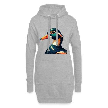 Canard Dessin Animé Personnage Animal De Compagnie Coloré - Sweat-shirt à capuche long Femme - gris chiné - Devant