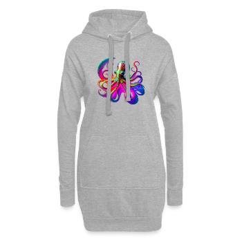 Pieuvre Néon psychédélique - Sweat-shirt à capuche long Femme - gris chiné - Devant