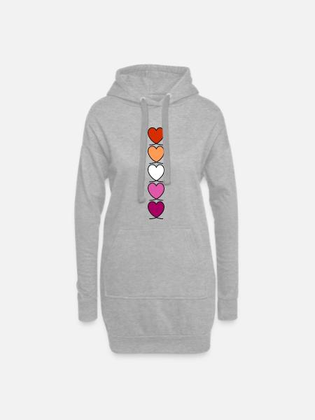 Lesbe Lesben Lesbisch Herzen - Hoodie-Kleid - Grau meliert