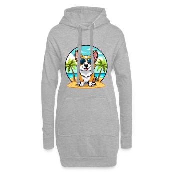 Strickjacke Welsh Corgi Hund Rasse Cartoon Sonnenbrille - Hoodie-Kleid - Grau meliert - Vorne